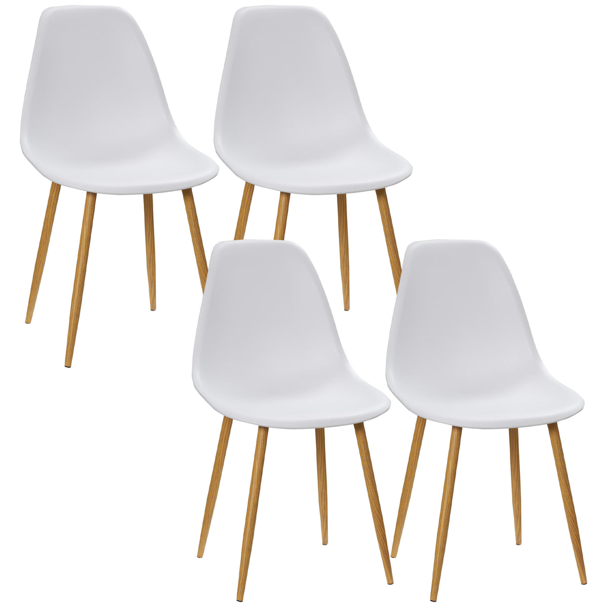 Kozy Modern Dining Chairs Set of 4, Kitchen Chairs with Backrest and Steel Legs for Dining Room, Living Room, White