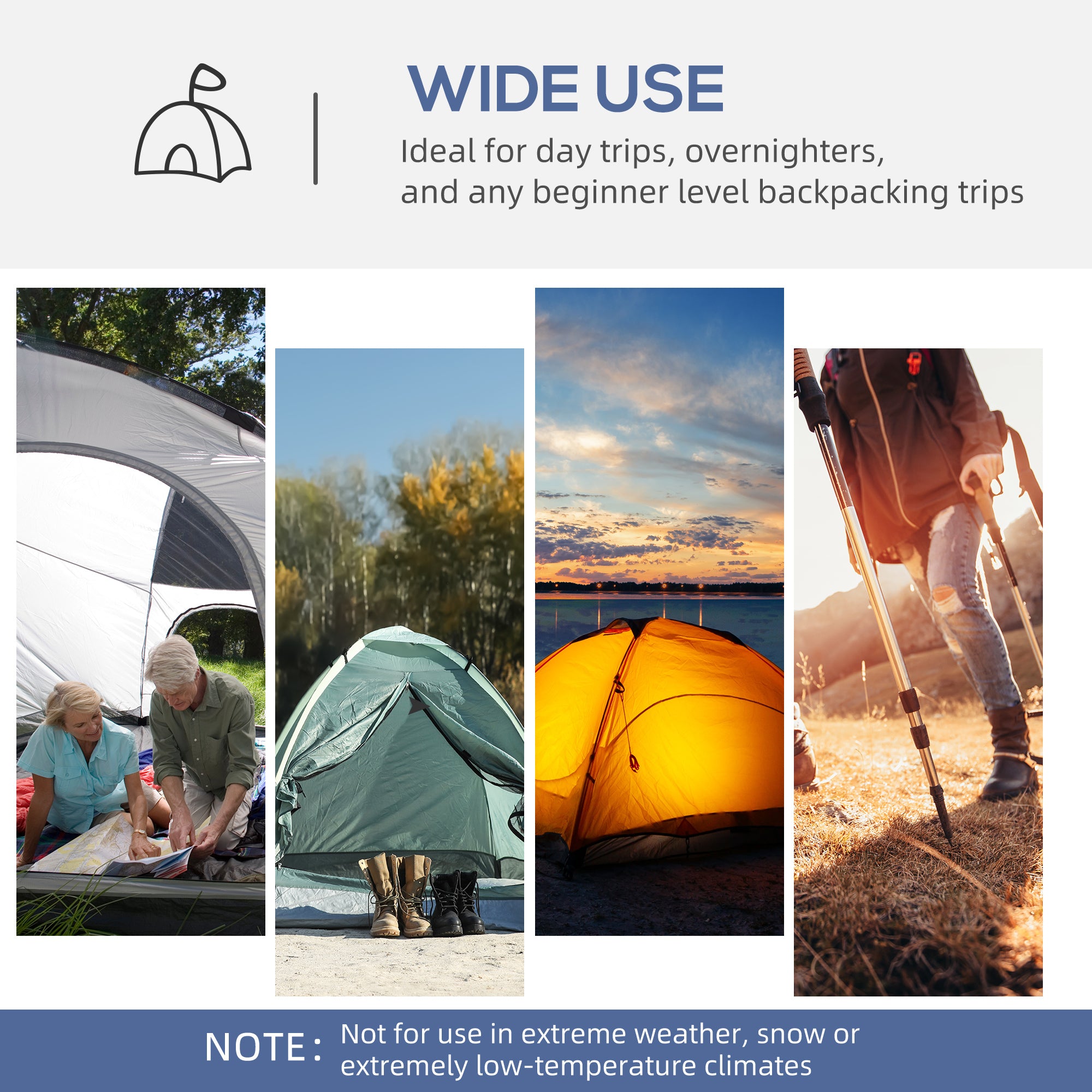 Kozy Dome Tent for 6-8 Person, Camping Tent with 4 Zipped Mesh Doors, Removable Oxford Cloth, Lamp Hook, Portable Carry Bag, White and Blue