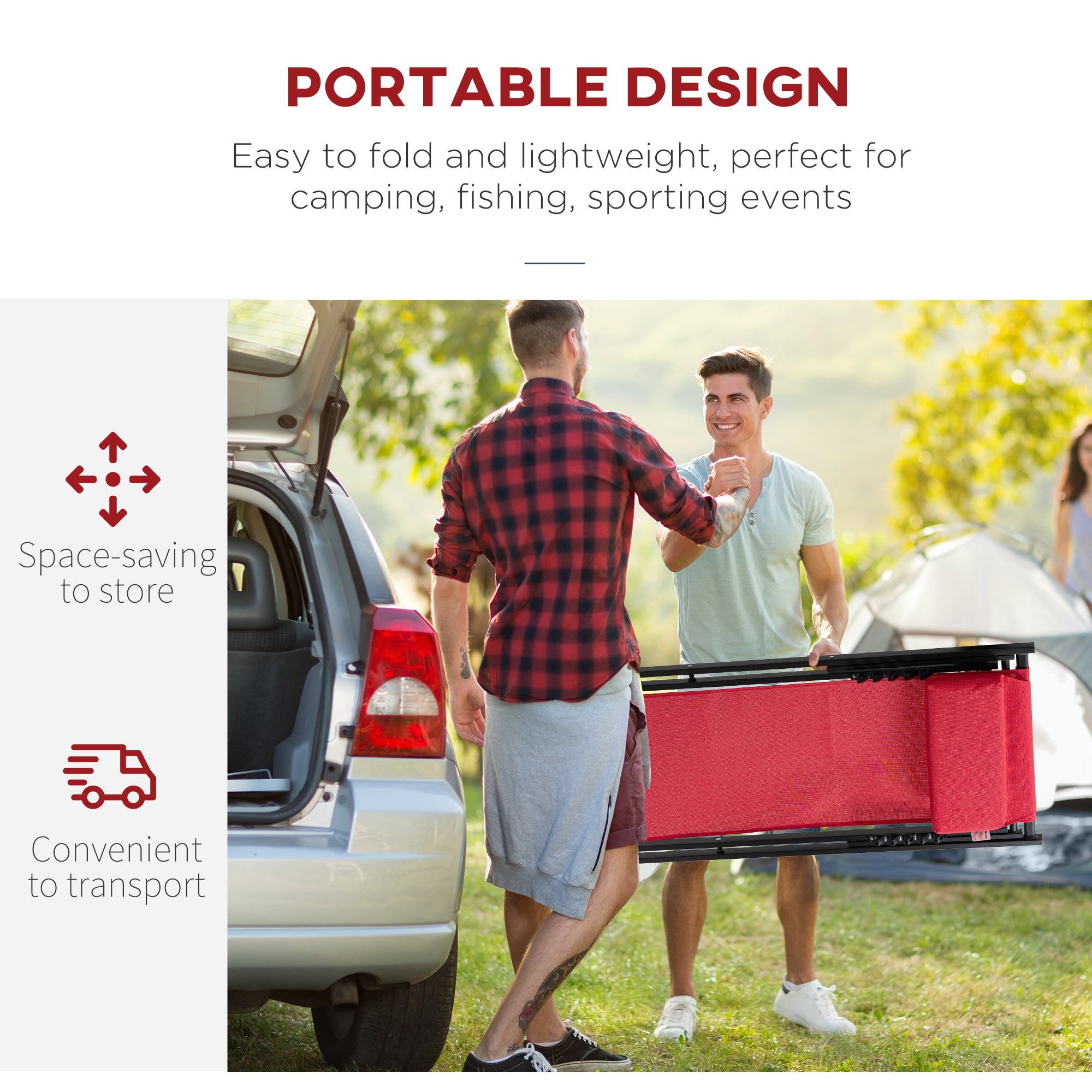 Kozy Set of 2 Folding Garden Beach Aluminium Frame Deck Chairs Deckchairs Seaside Folding Garden Patio Lounger, Red