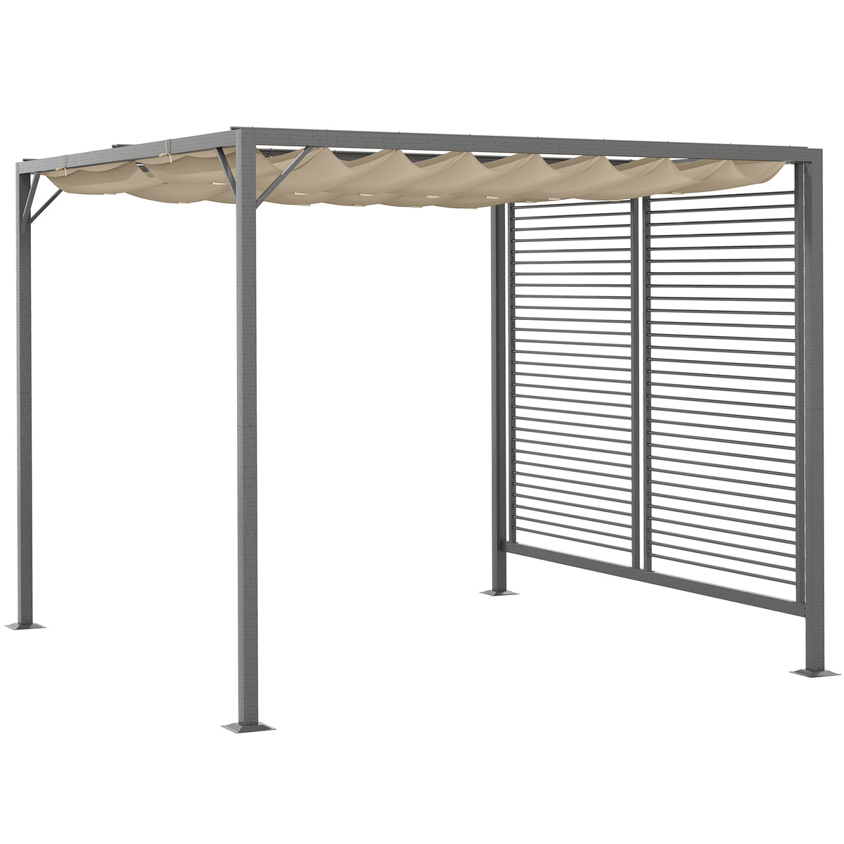 Kozy 3 x 2.8m Metal Pergola, with Retractable Fabric Roof - Beige