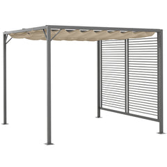 Kozy 3 x 2.8m Metal Pergola, with Retractable Fabric Roof - Beige
