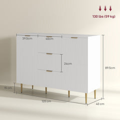 Kozy - 2-Door Sideboard with 3 Drawers and Adjustable Shelves - White