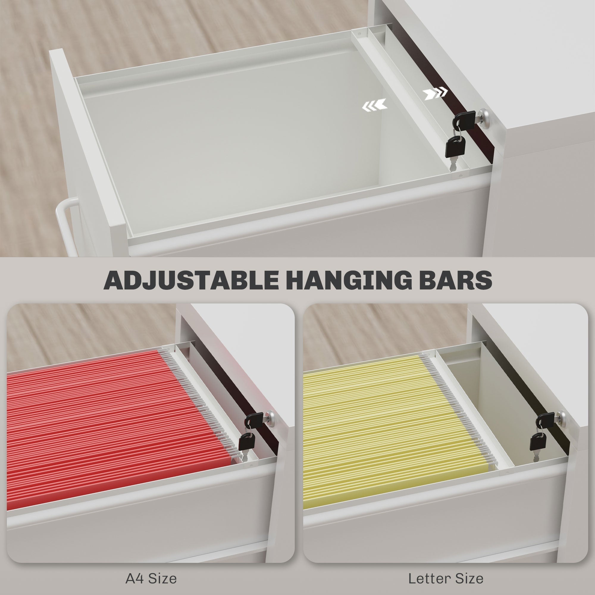 HOMCOM Three-Drawer Modern Steel Filing Cabinet - White