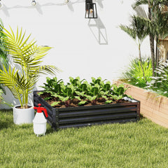 Kozy 432L Square Raised Garden Bed Box with Weatherized Steel Frame for Vegetables, Flowers and Herbs, 120 x 120 x 30cm, Grey