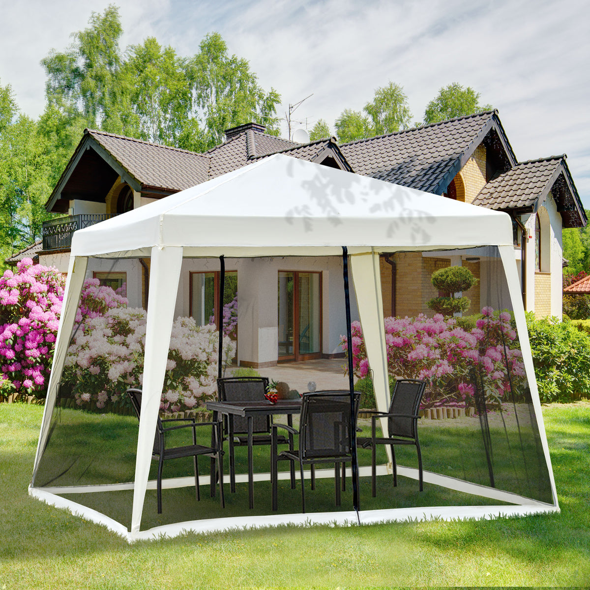 Outsunny 3x3m Outdoor Gazebo Tent W/Mesh Screen Walls