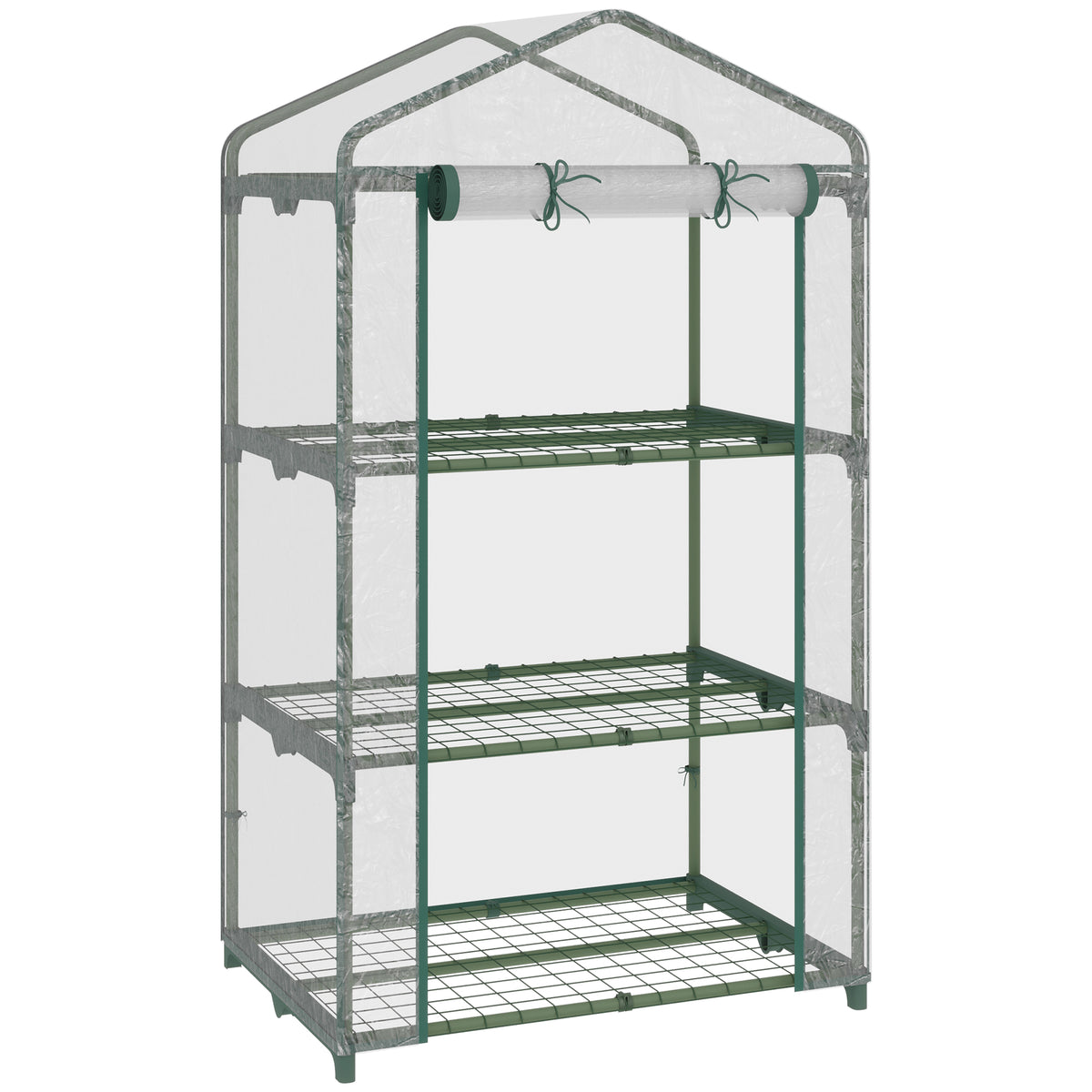 Kozy 3 Tier Mini Greenhouse Portable Garden Grow House with Roll Up Door and Wire Shelves, 69L x 49W x 125H cm, Clear