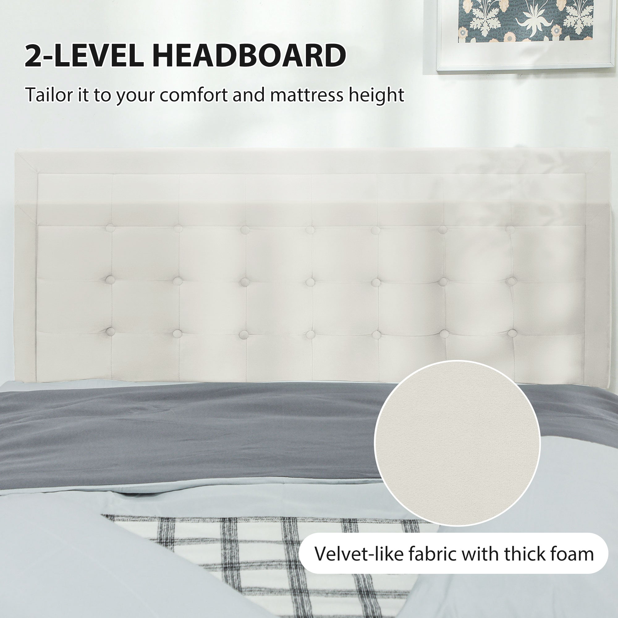 Kozy - Double Ottoman Bed Frame, with Front Drawer - Cream