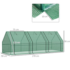 Kozy Mini Small Greenhouse with Steel Frame & PE Cover & Zipped Window Poly tunnel Steeple for Plants Vegetables, 270 x 90 x 90 cm, Green