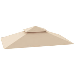 Kozy - Grill Gazebo Replacement Canopy Roof for 1.5 x 2.4m Frame, UPF50+ Protection, Double Tiered 5' x 8' Outdoor BBQ Gazebo Cover Replacement, TOP COVER ONLY, Beige