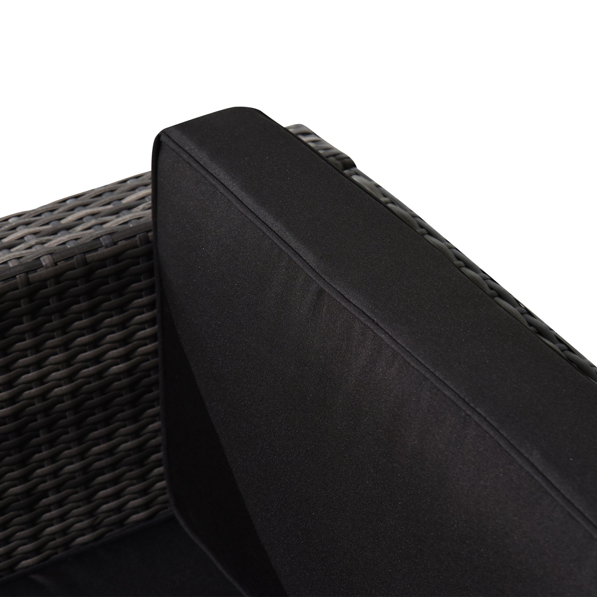 Kozy 3 Pieces Rattan Bistro Set, Wicker Garden Furniture Set with Glass Top Coffee Table and Chairs, Thickened Washable Cushions for Outdoor, Patio, Balcony, Grey