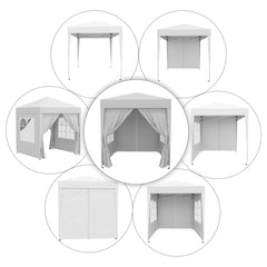 Outsunny 2 x2m Pop Up Gazebo Canopy Party Tent Wedding Awning W/ free Carrying Case White + Removable 2 Walls 2 Windows