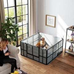 Kozy Steel Dog Whelping Box with Washable Whelping Pad, Wind-Resistant Cloth, for Small, Medium Dogs, 122 x 122 x 60cm