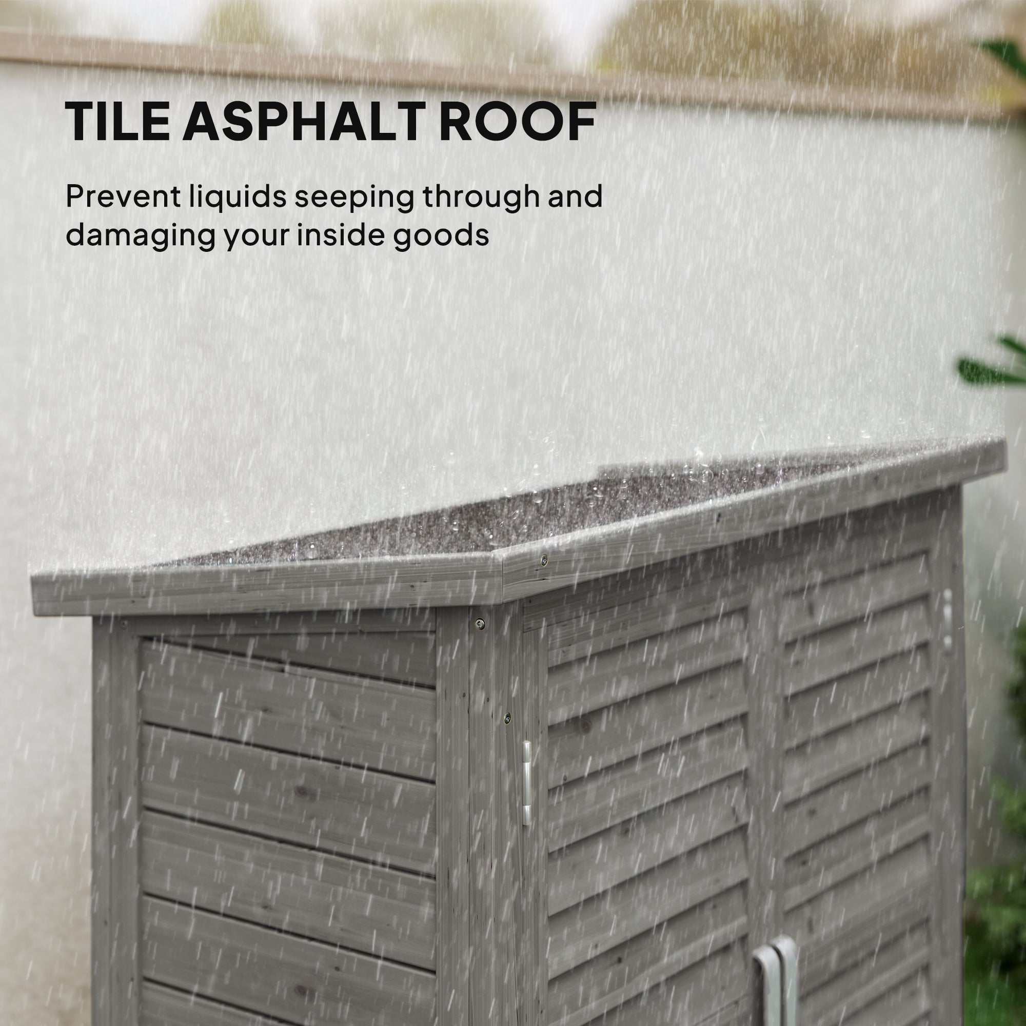 Kozy Garden Shed Wooden Garden Storage Shed 2 Door Unit Solid Fir Wood Garage Tool Organisation Cabinet, 87L x 46.5W x 96.5Hcm, Grey