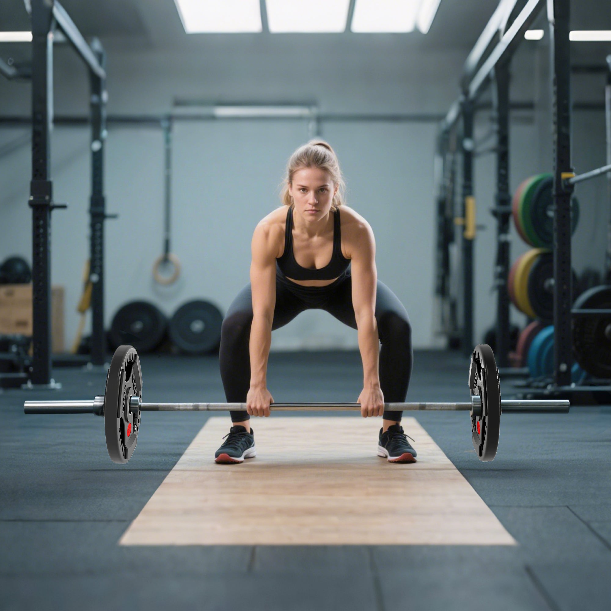 Kozy Olympic Weight Plates, 2"/5cm Weight Disc Pair with Tri-Grips, 2 x 10kg Dumbbell Plates for Weightlifting and Strength Training Home Gym Fitness Workout, Black