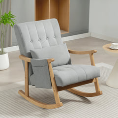 Kozy Wood Frame Rocking Accent Chair - Light Grey