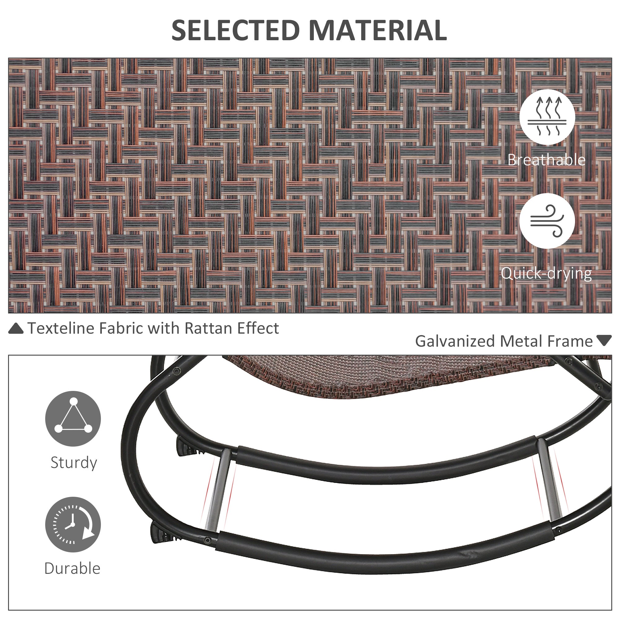 Kozy Zero Gravity Rocking Lounge Chair Rattan Effect Patio Rocking Chair w/ Removable Pillow Recliner Seat Breathable Texteline - Grey