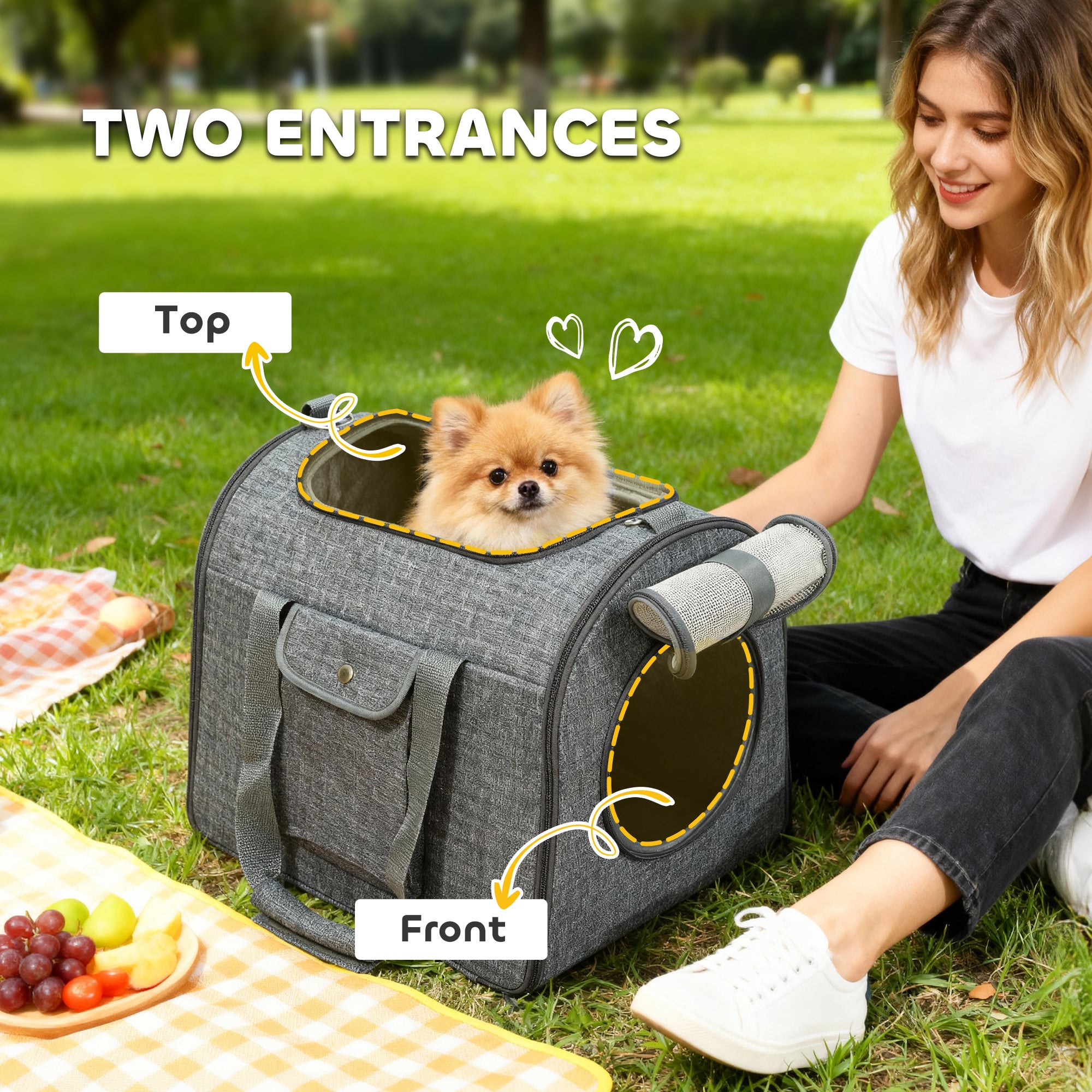 Kozy Soft Sided Cat Carrier Bag, Portable Foldable Pet Carrier with Shoulder Strap & Removable Mat for Small Pet Up to 10kg