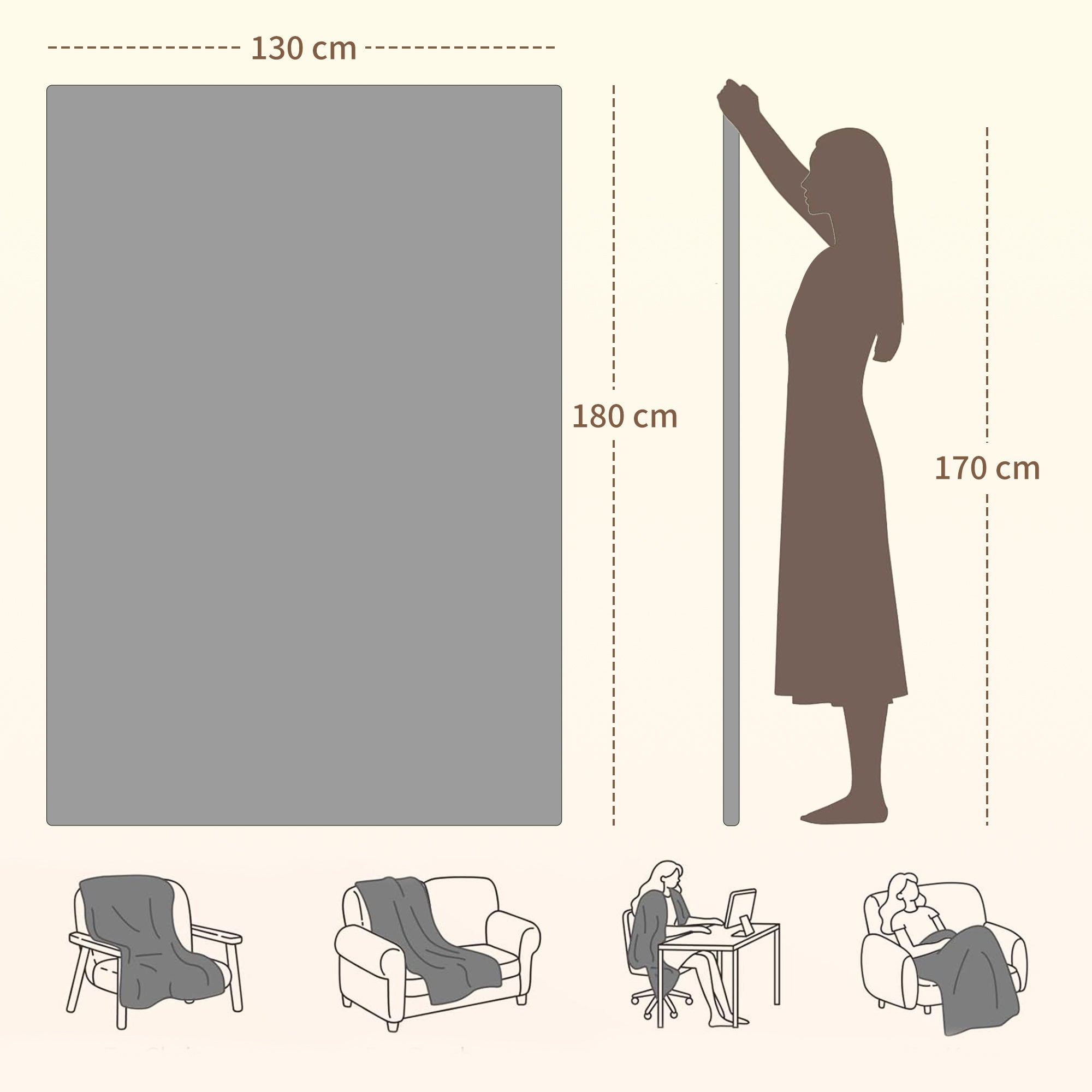 Kozy Heated Blanket 180 x 130cm, Electric Throw Blanket with 10 Heat Levels and 10H Timer, Machine Washable Flannel and Cotton Velvet with Overheat Protection, Grey