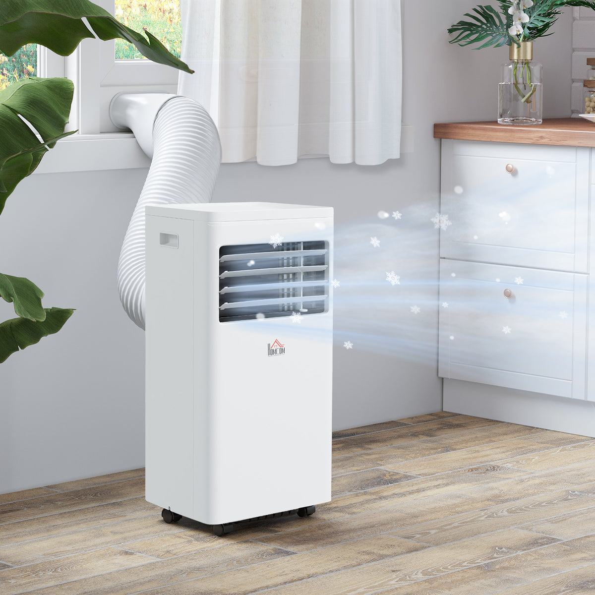 HOMCOM Mobile Air Conditioner White W/ Remote Control Cooling Dehumidifying Ventilating