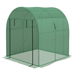 Outsunny Polytunnel Greenhouse Walk-in Grow House with UV-resistant PE Cover, Doors and Mesh Windows, 1.8 x 1.8 x 2m, Green | Aosom UK