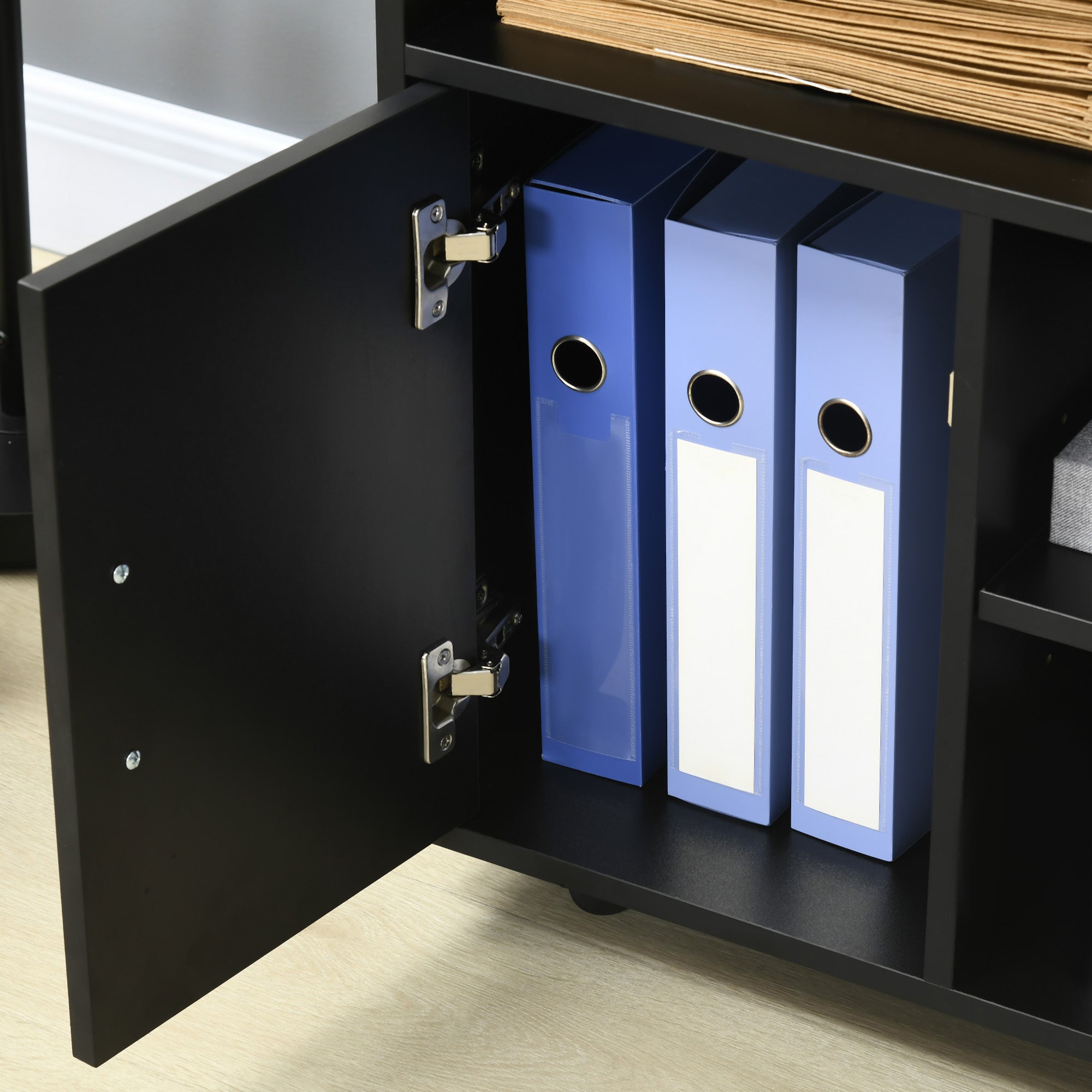 Kozy Multi-Storage Printer Stand Unit Office Desk Side Mobile Storage w/ Wheels Modern Style 60L x 50W x 65.5H cm - Black