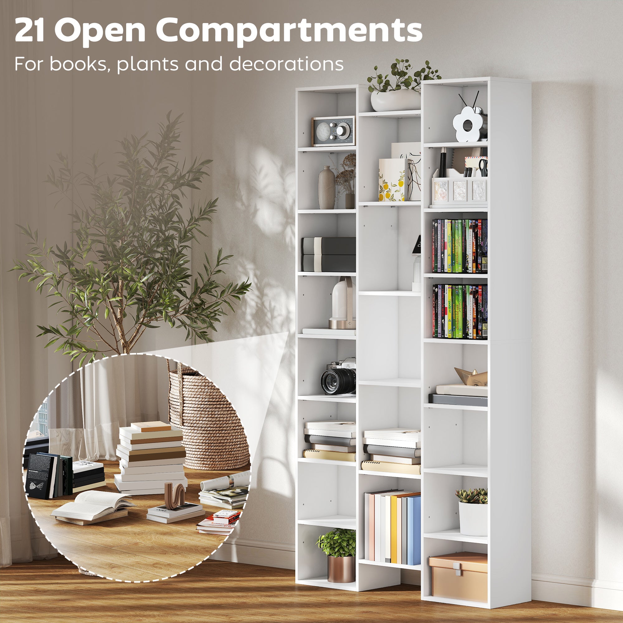 Kozy 21-Compartment Bookshelf - White