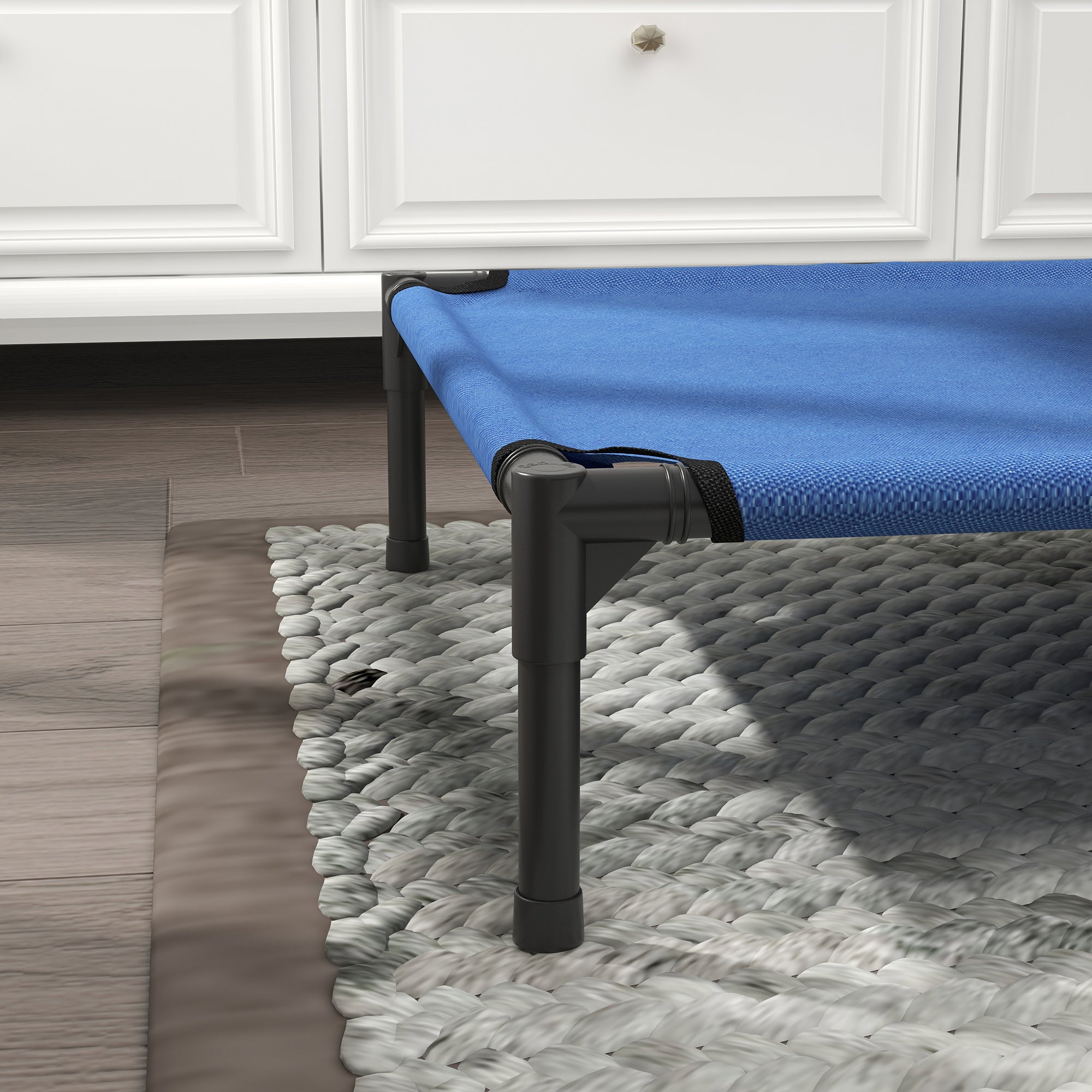 Kozy Raised Dog Bed Cat Elevated Lifted Portable Camping w/ Metal Frame Blue (Medium)