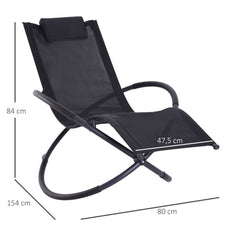 Outsunny Orbital Lounger, Zero Gravity Patio Chaise, Foldable Rocking Chair with Pillow, Black.