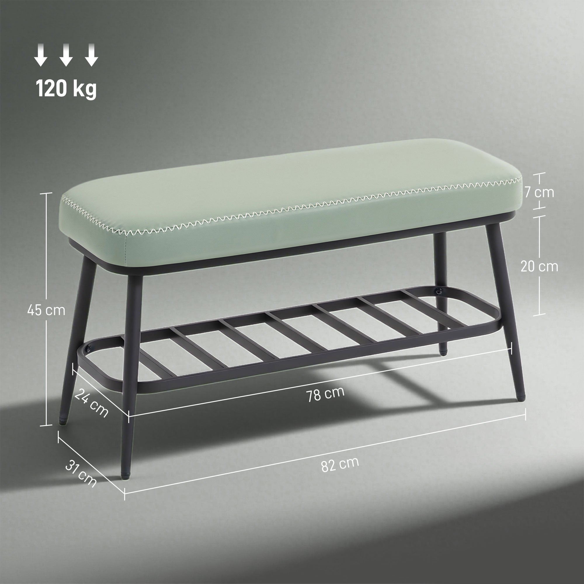 Kozy - PU Leather Shoe Storage Bench - Green