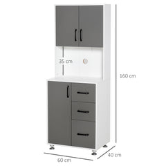 Kozy Modern Kitchen Cupboard with Storage Cabinets, 3 Drawers and Open Countertop for Living Room, Grey