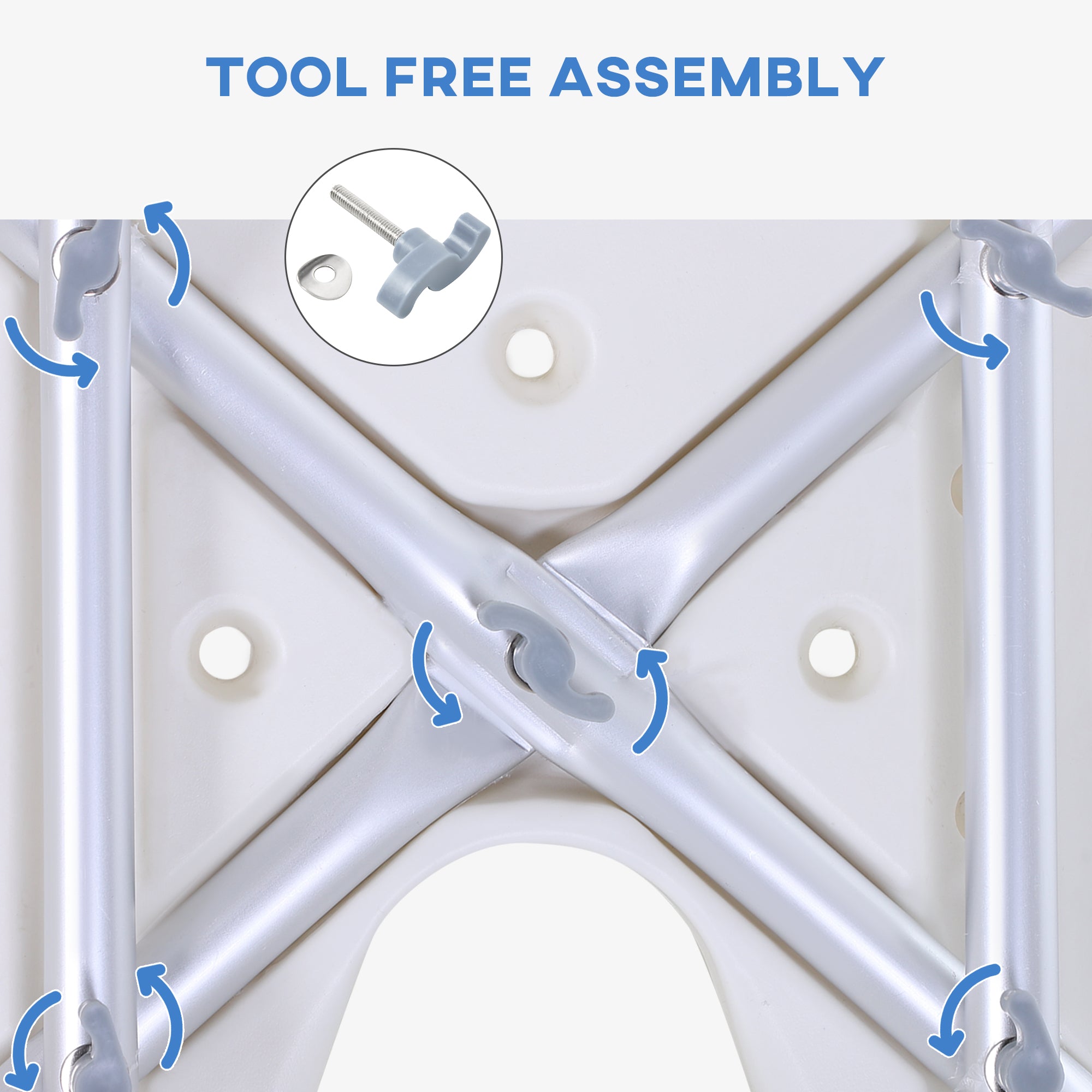 Kozy 8-Level Height Adjustable Bath Stool Spa Shower Chair Aluminum w/ Non-Slip Feet, Handle for the Pregnant, Old, Injured