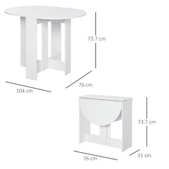 Kozy Space-saving Drop Leaf Table, Folding Dining Table for Small Space, Kitchen, Dining Room, White