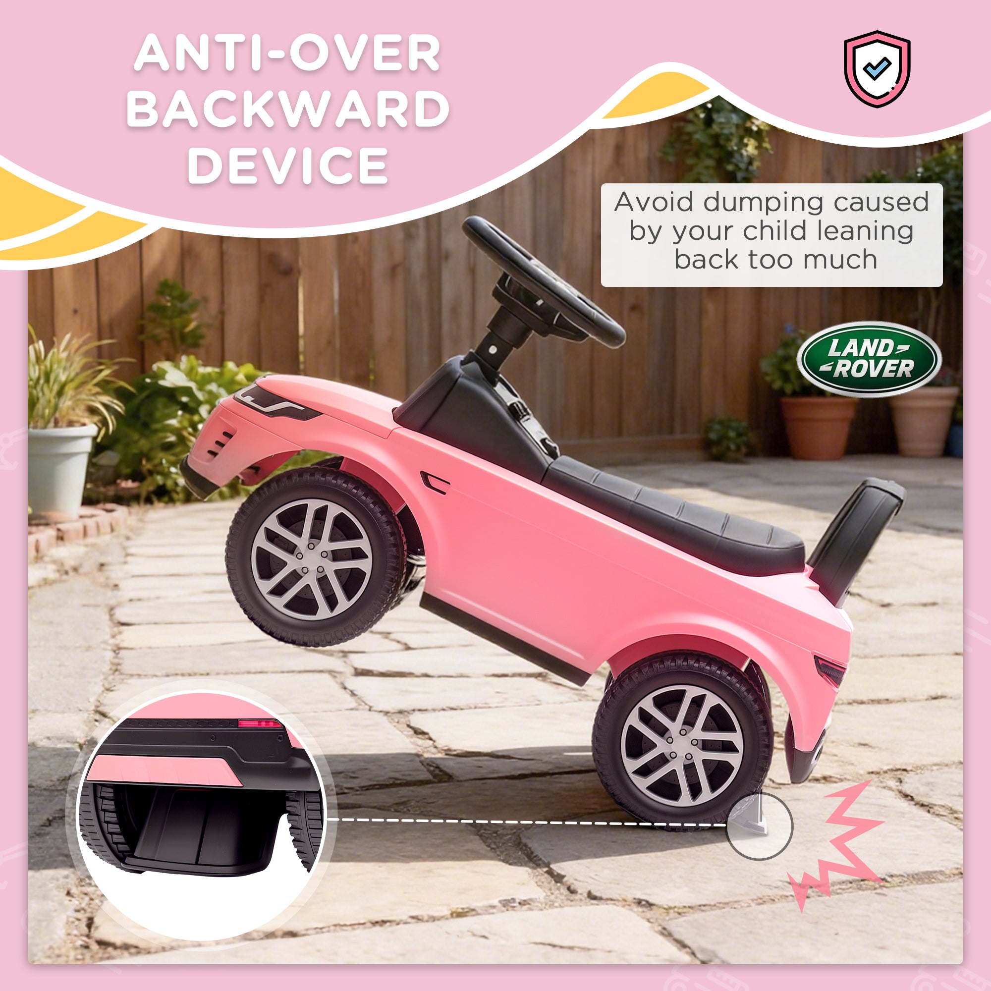 Kozy Land Rover Licensed Toddler Ride on Car with Horn, Engine Sounds, Under-Seat Storage, for 18-36 Months, Pink
