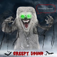 Kozy - 6'8" Skeleton Werewolf Halloween Animatronic, with Glowing Eyes