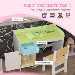 ZONEKIZ Kids Desk and Chair Set for 3-6 Year Old with Storage Drawer, Study Table and Chair for Children, White | Aosom UK