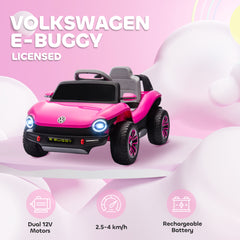 AIYAPLAY Volkswagen Licensed Kids Electric Car with Remote Control for Ages 3-6 Years, Pink