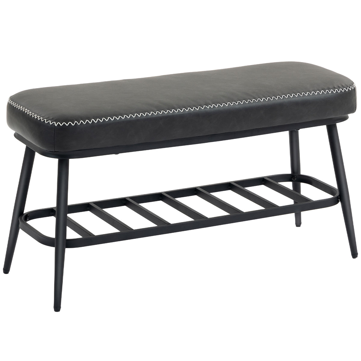 Kozy - PU Leather Shoe Storage Bench - Charcoal Grey