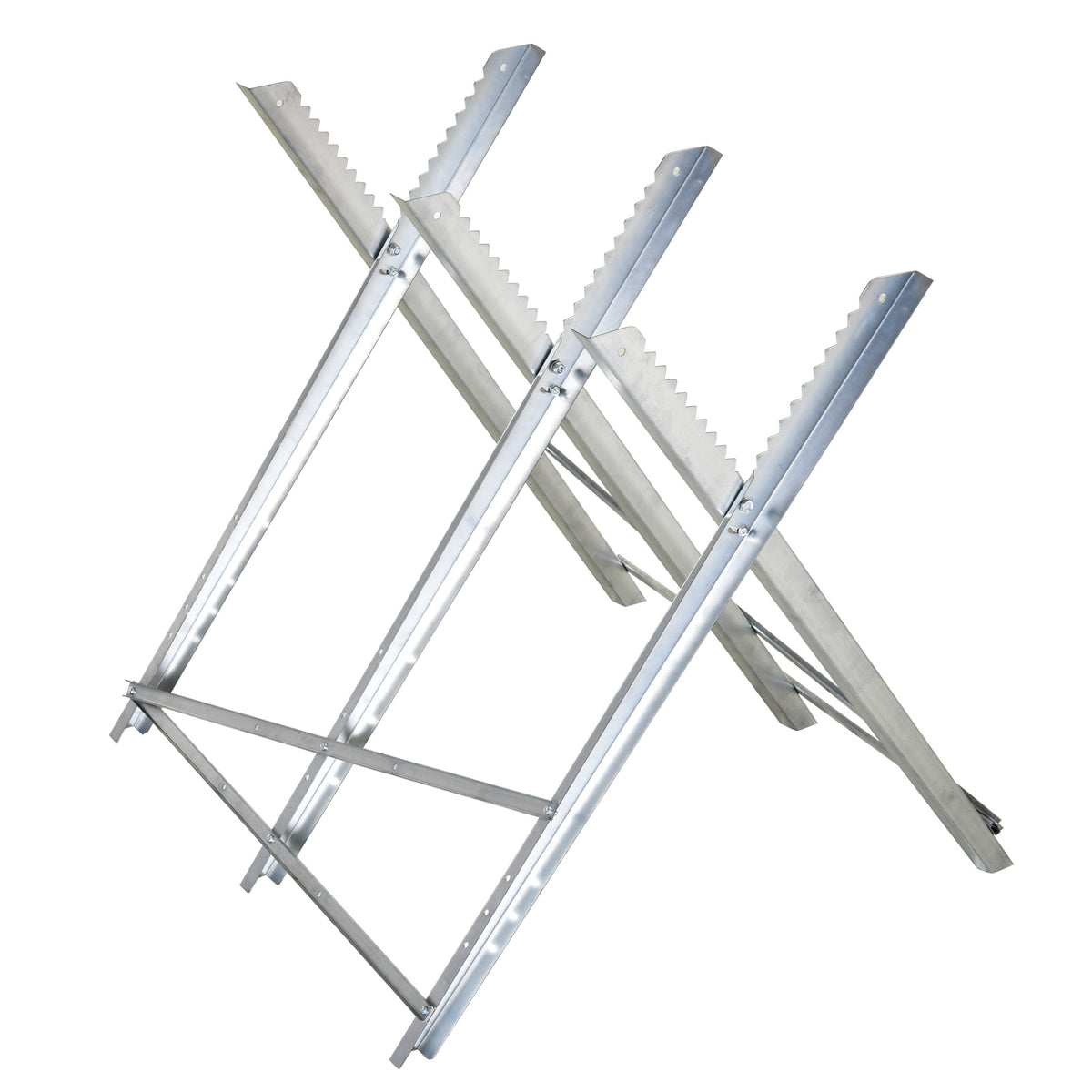 Kozy Portable Sawhorse Heavy Duty Steel Adjustable Work Support, Foldable Sawhorse Stand 100 kg Weight Capacity, Silver Tone