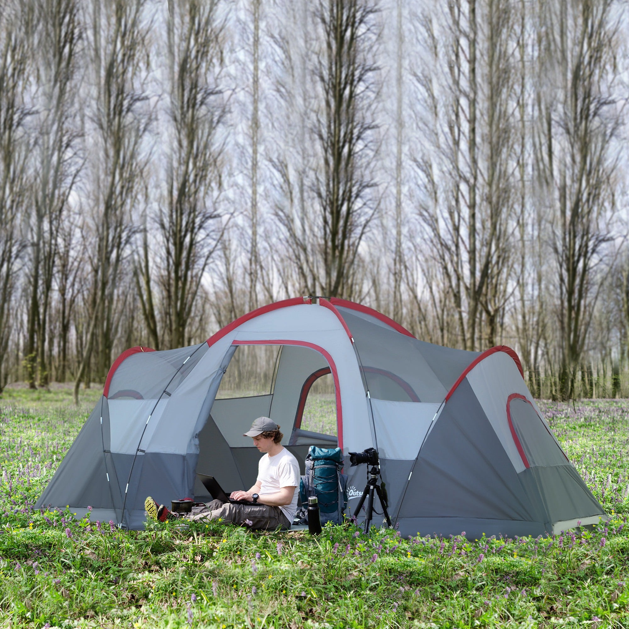 Kozy Fibreglass & Steel Frame 5/6 Person Lightweight Camping Tent Blue