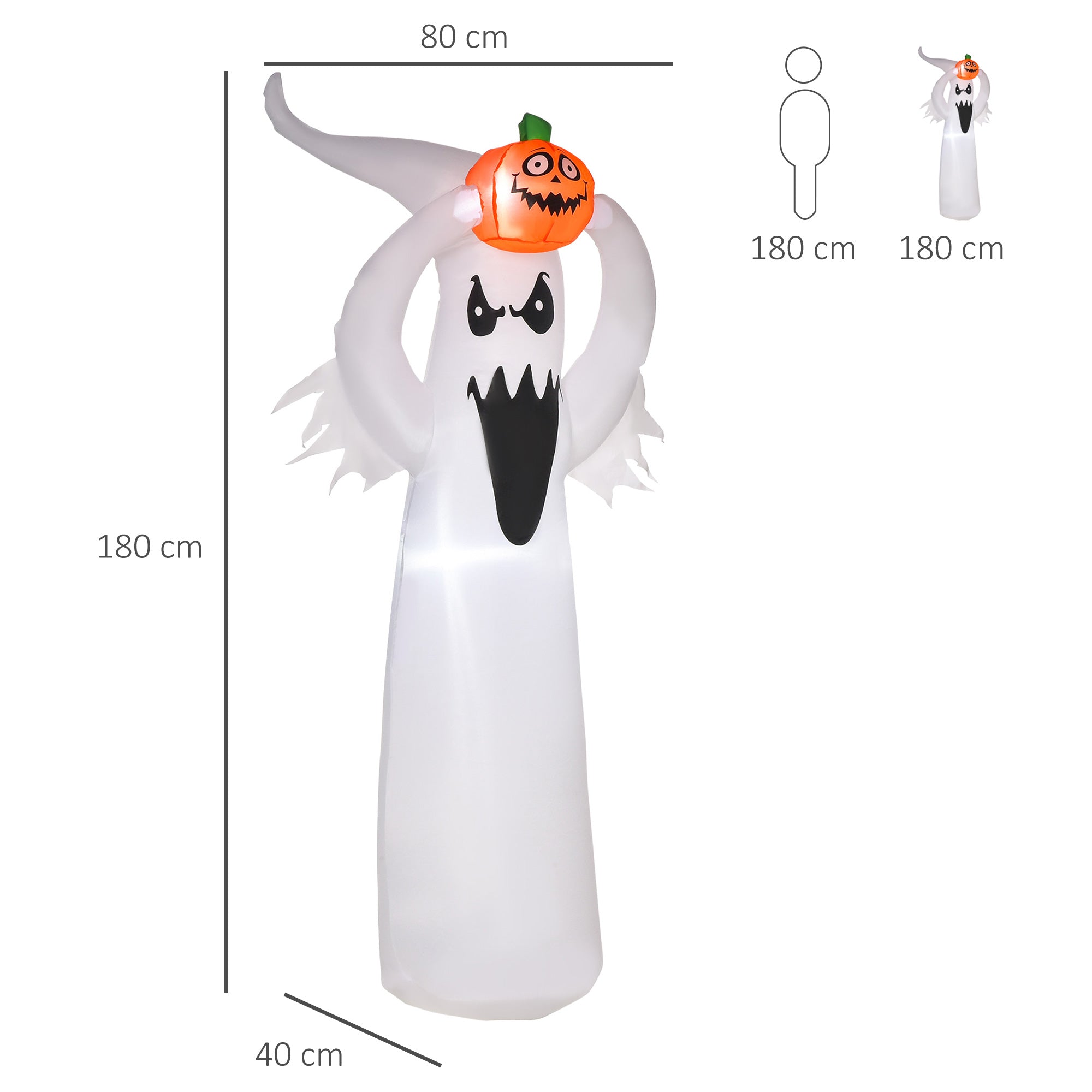 Kozy 6FT 1.8m LED Halloween Inflatable Decoration Floating Ghost & Pumpkin Party Outdoors Yard Lawn