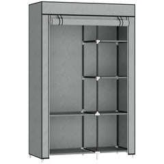 Kozy Fabric Wardrobe, Portable Wardrobe with 6 Shelves, 1 Hanging Rail, Foldable Closets, 103 x 43 x 162.5 cm, Light Grey