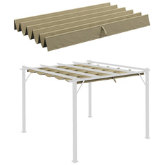 Outsunny Retractable Pergola Shade Cover, Replacement Canopy Fabric for 3 x 3 (m) Pergola, Gazebo Retractable Roof, Tan | Aosom UK