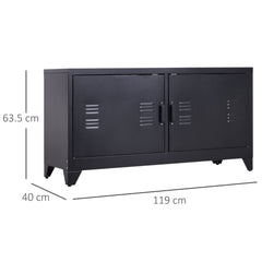 HOMCOM Industrial TV Cabinet Stand Media Center Steel Shelf Doors Storage System DVD Recorder Receiver Unit