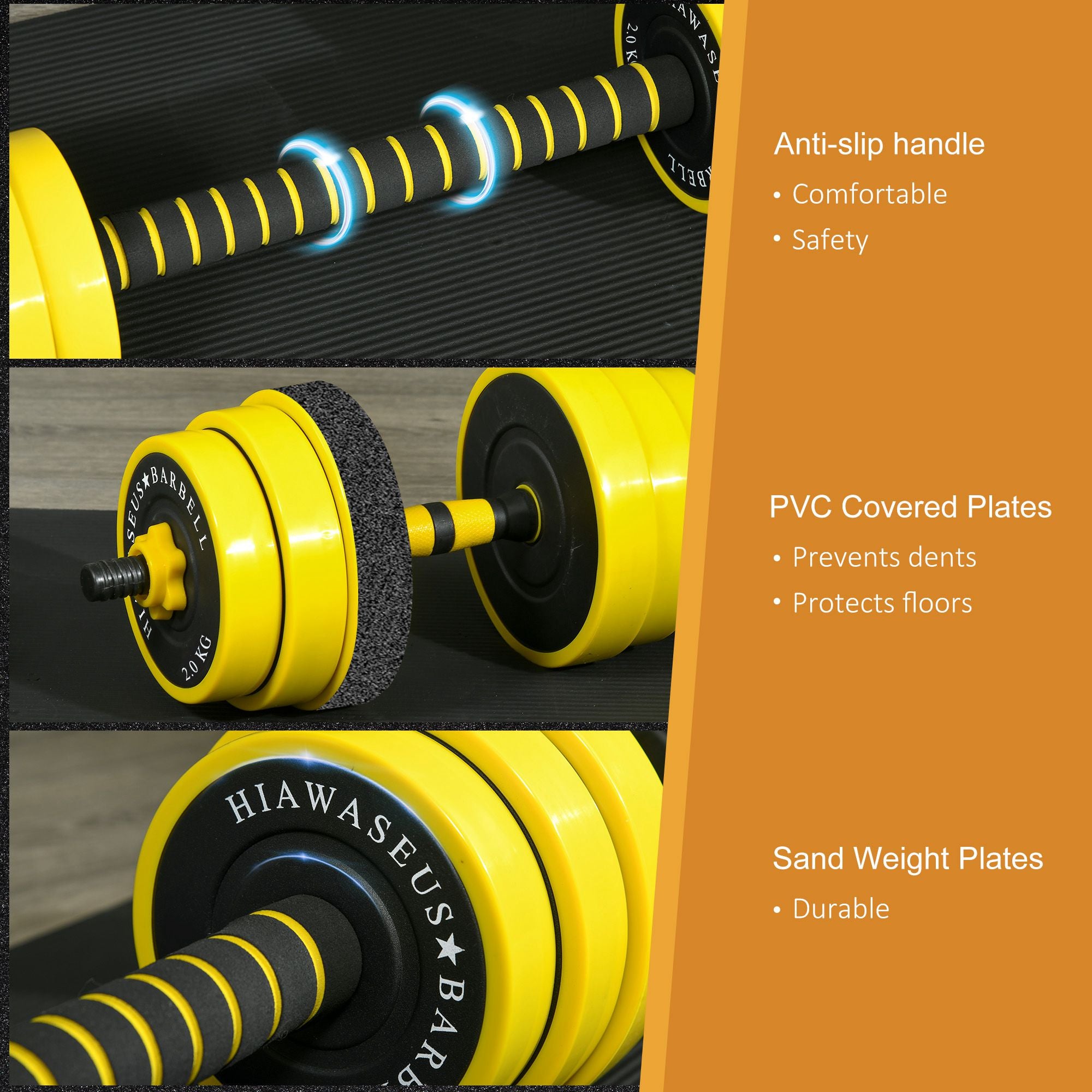 Kozy 30KG Dumbbell & Barbell  Adjustable Set Plate Bar Clamp Rod Home Gym Sports Area Exercise Ergonomic