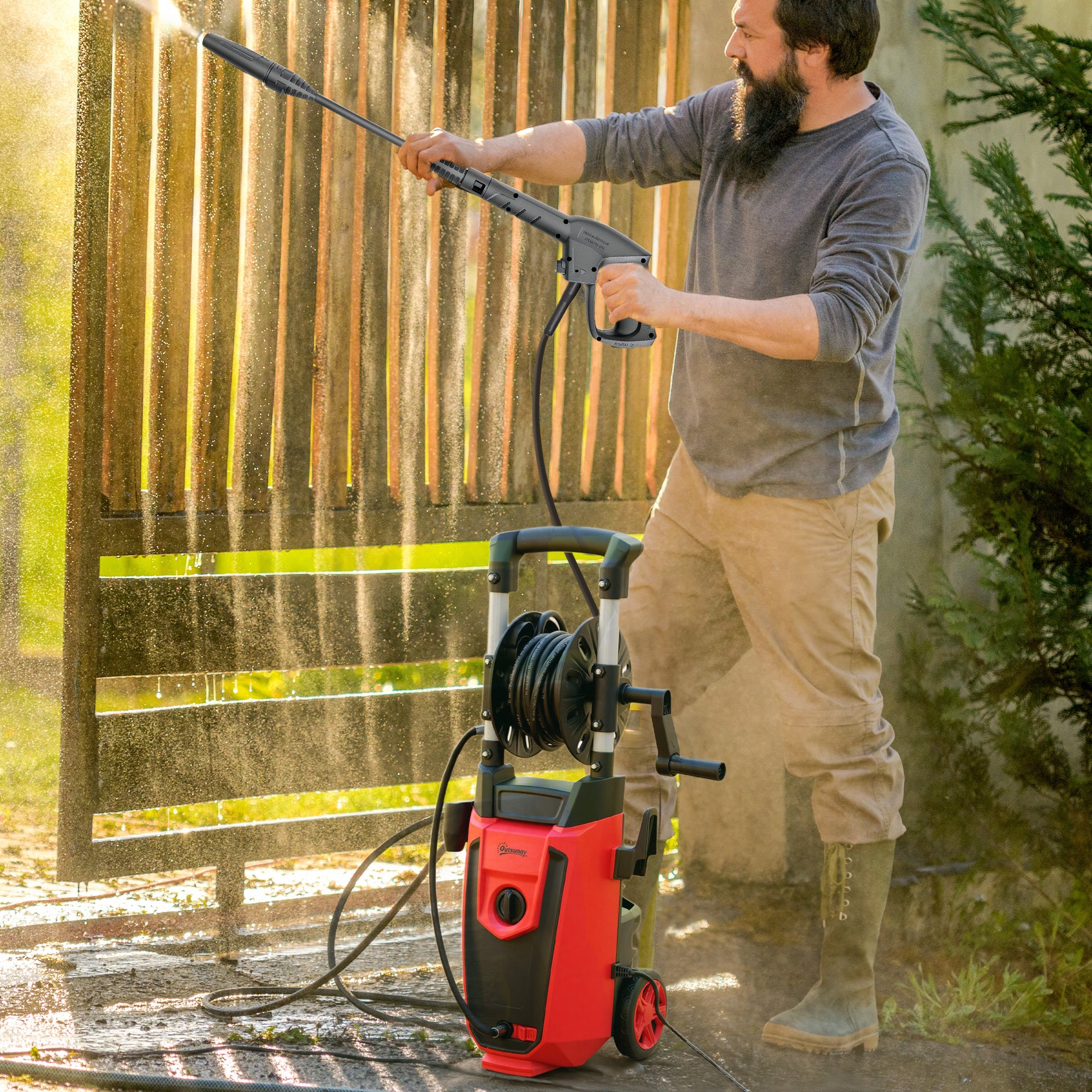 Kozy 150-Bar Pressure Washer, with Accessories - Red/Black