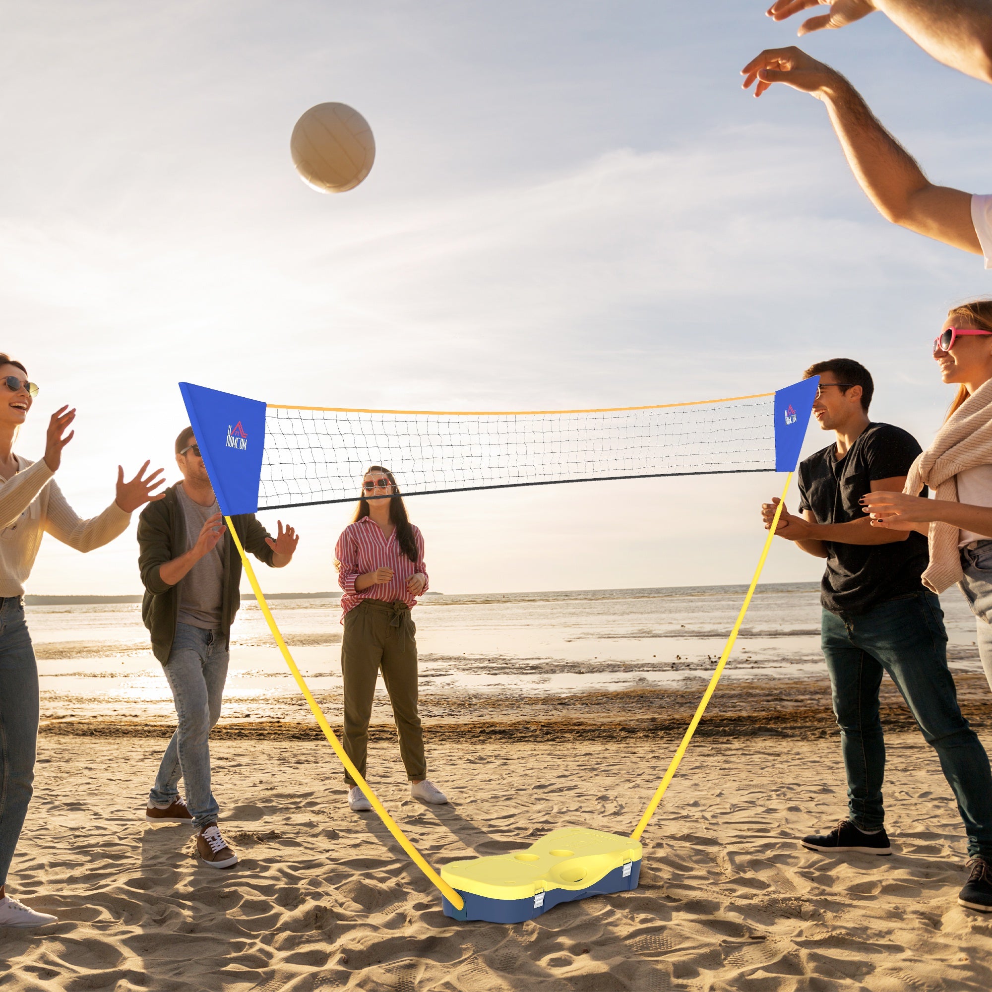 Kozy 2.8m Portable Folding Badminton Net Set with 4 Badminton Rackets and 2 Nylon Shuttlecocks, for Adults Kids Indoor Outdoor Exercise Training