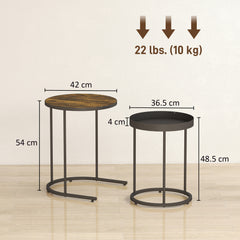 Kozy Round Nesting Side Table Set of 2 - Rustic Brown
