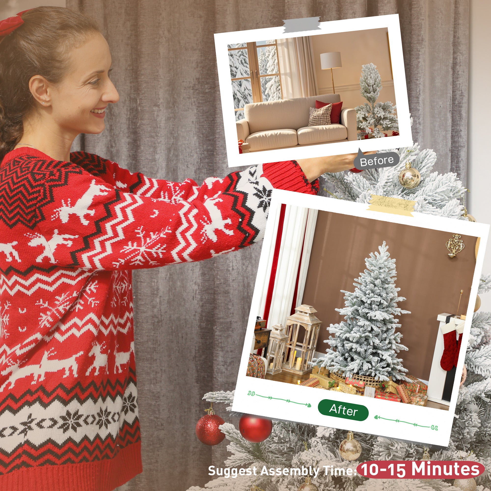 Kozy - 5ft Snow Flocked Artificial Christmas Tree