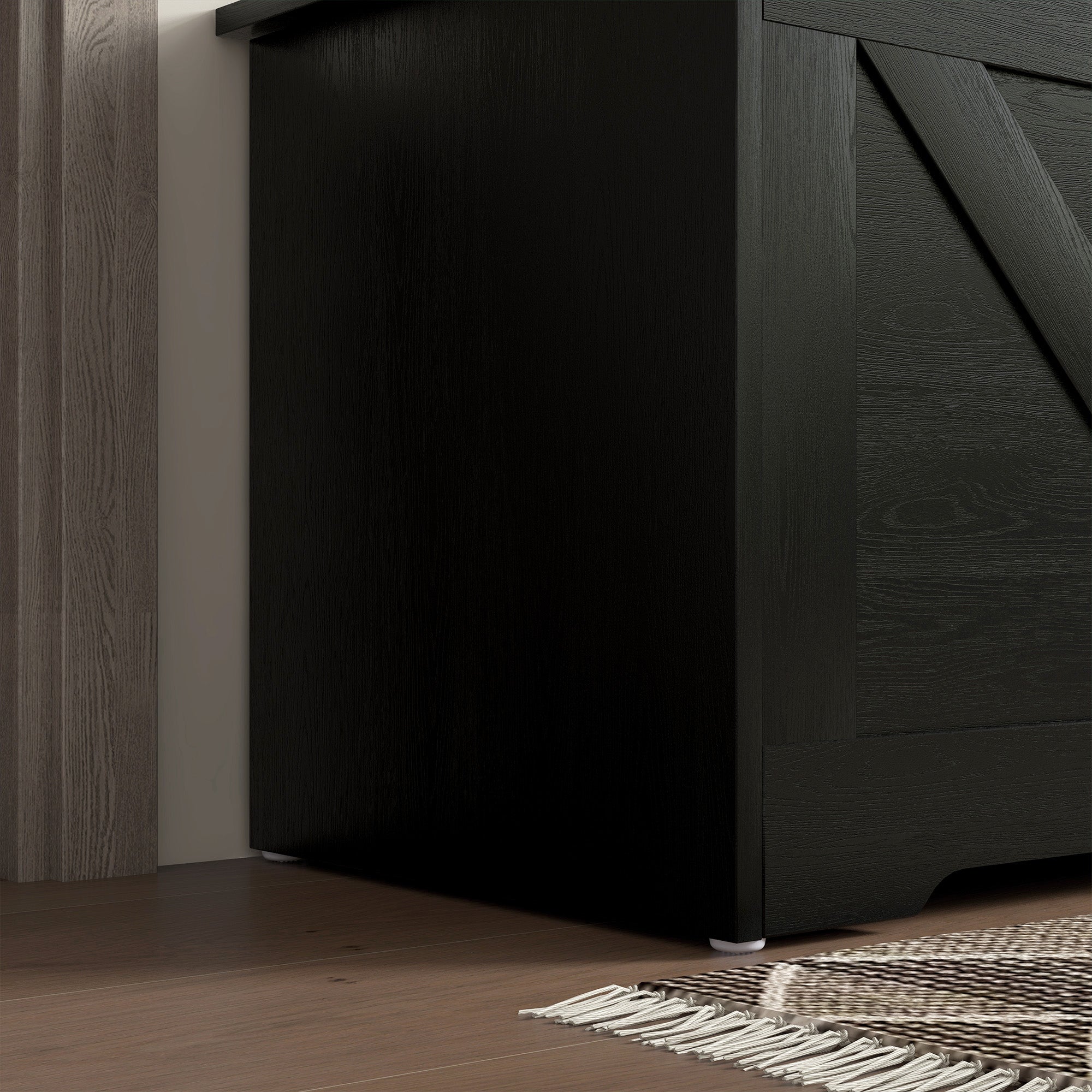 Kozy - 100L Home Storage Box, with Safety Hinges - Black Wood-Effect