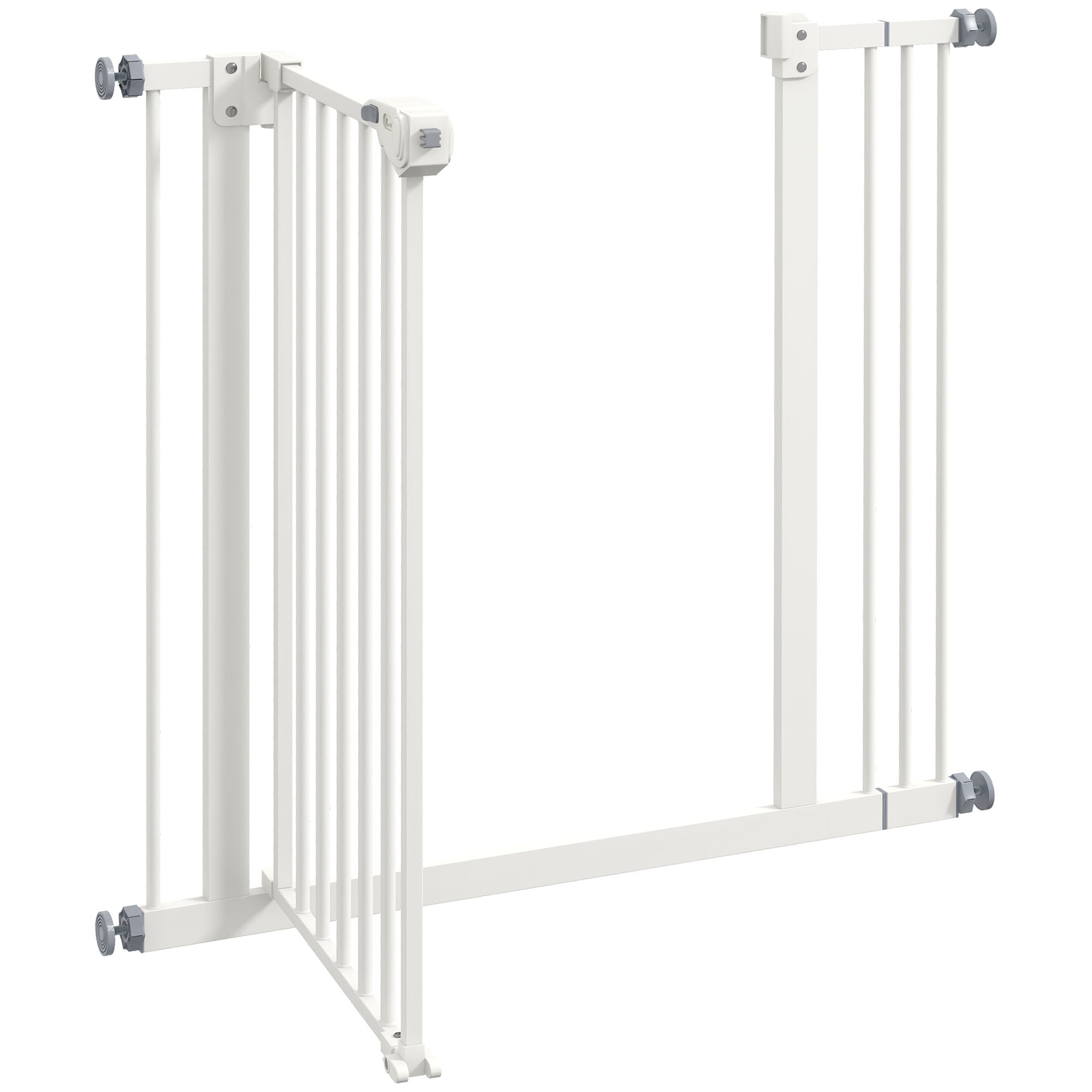 PawHut Metal 74-87cm Wide Adjustable Dog Gate White | Aosom UK